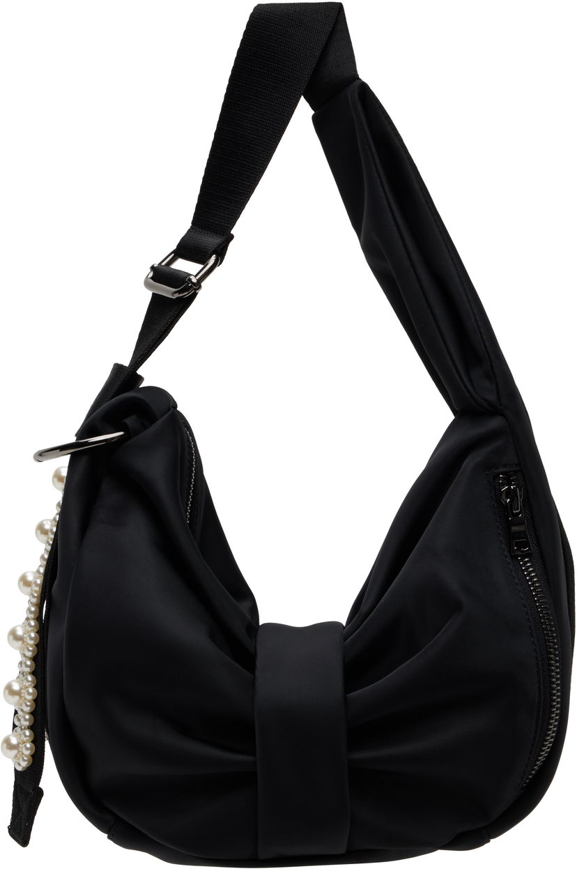 Torba za čez ramo Simone Rocha Simone Rocha Mini Pearl-Embellished Sling Bow Bag Črna | BAG198B 0761