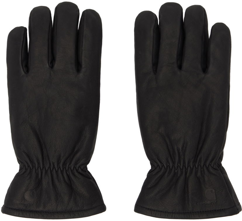 Rokavice Carhartt WIP Leather Gloves With Elastic Wrist Črna | I030900