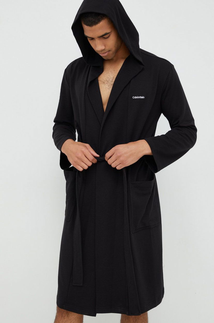 Pižame CALVIN KLEIN Calvin Klein Underwear Hooded Robe Črna | 000NM2377E.9BYY