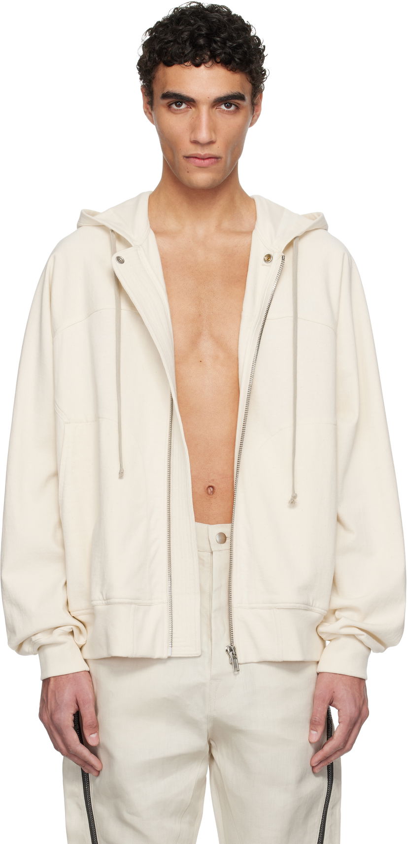 Pulover Rick Owens Rick Owens Hollywood Windbreaker Hoodie Bež | RU01E5241 BA