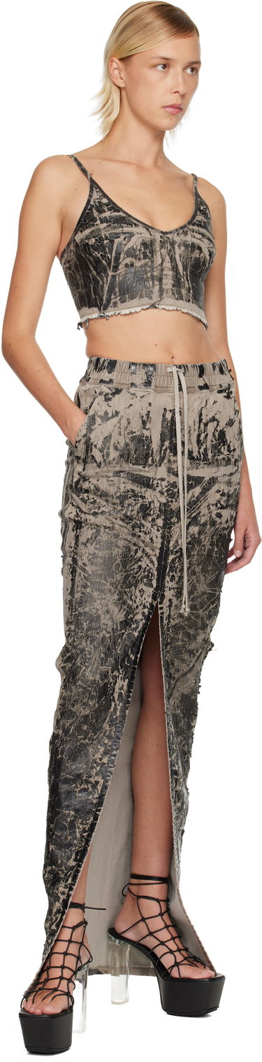 Krop-top Rick Owens Rick Owens DRKSHDW Concordians Marbled Coated Denim Frayed Hem Crop Top Večbarvna | DS02E7132 SDWF, 3