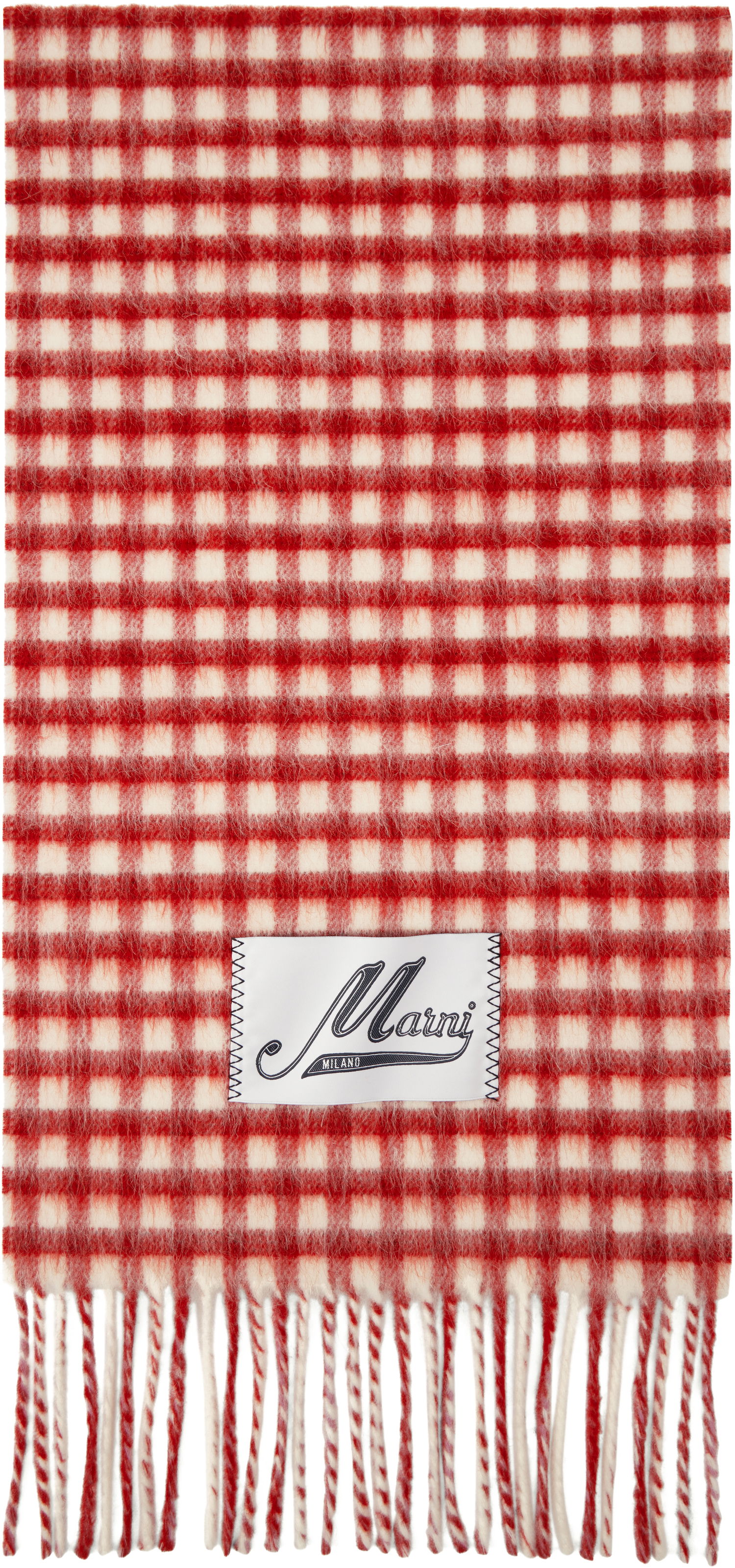 Šala Marni Marni Double Check Mohair Scarf Rdeča | SCMC0133Y0 UAW045, 0