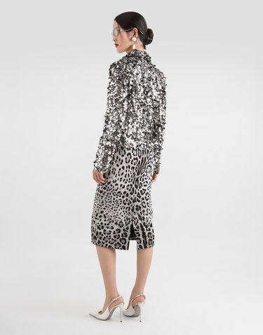 Majica brez rokavov Dolce & Gabbana Dolce & Gabbana Silk Tank Top with Fur Print Siva | FXT04TJAHLAHI3VQ, 2