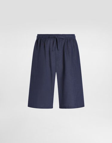 Kratke hlače Dolce & Gabbana Dolce & Gabbana Linen Shorts with Drawstring Mornarica | GV37AZFU4LGB0665, 0