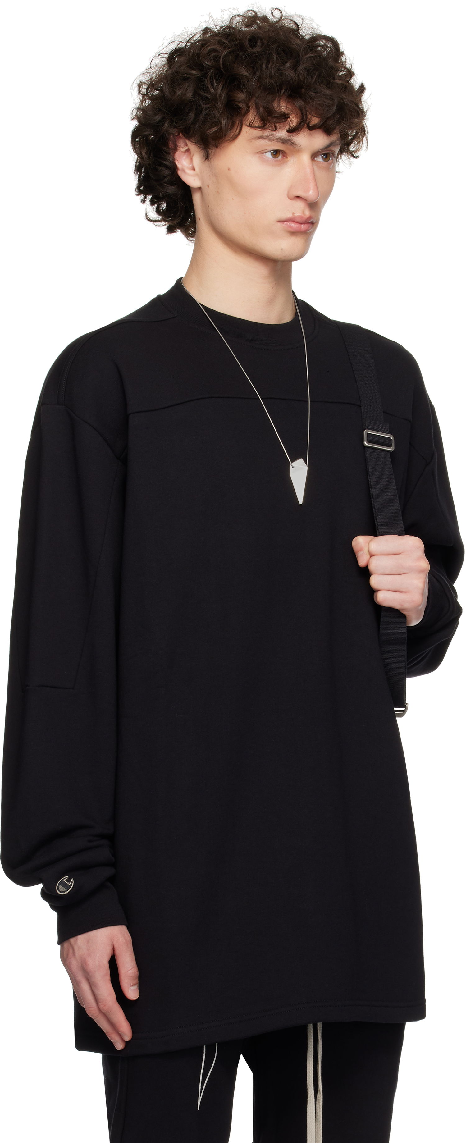 Pulover Rick Owens Rick Owens Champion Edition Girdered Sweatshirt Črna | CM01E1671 CHFE FELPA, 1