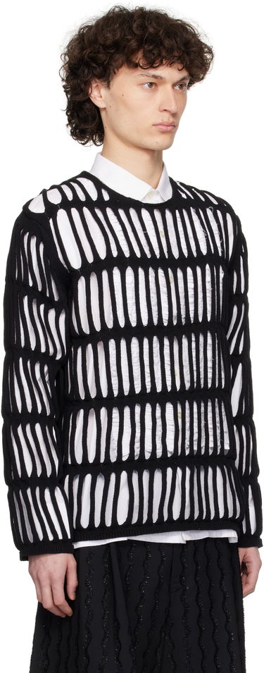Pleteni pulover Comme des Garçons CDG Homme Plus Code Intarsia A Pattern Crewneck Sweater Črna | PO-N011-051, 1