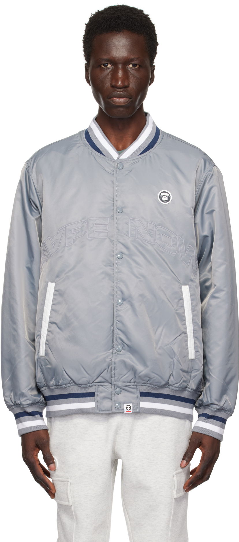 Bomber jakna AAPE by A Bathing Ape AAPE by A Bathing Ape 'AAPE Now' Bomber Jacket Siva | AAPJKM7656XXNGYL