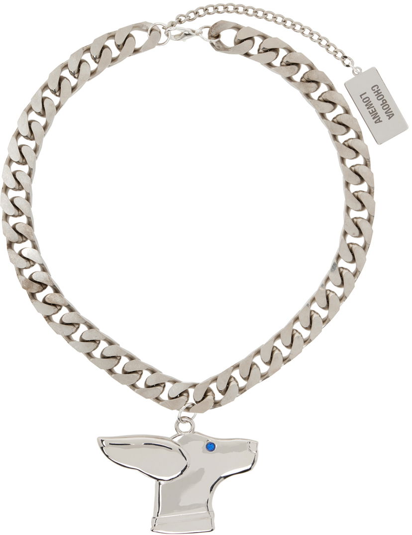 Ogrlica Chopova Lowena Silver Chain Dog Pendant Necklace Kovinski | 6522