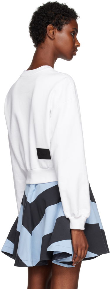 Pulover We11done Cropped Graphic Sweatshirt Bela | WD-TS3-22-860-W-WH, 2