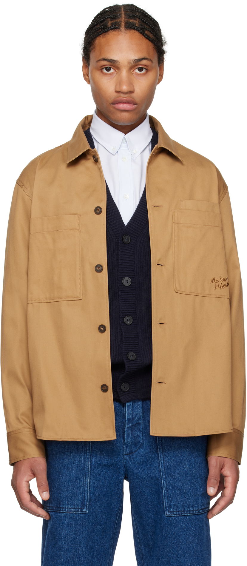 Srajce MAISON KITSUNÉ Cotton Gabardine Overshirt Rjava | MM00401WW0078