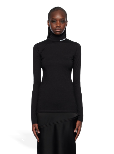 Pleteni pulover Jil Sander Printed Turtleneck Črna | J40GC0020_J70021