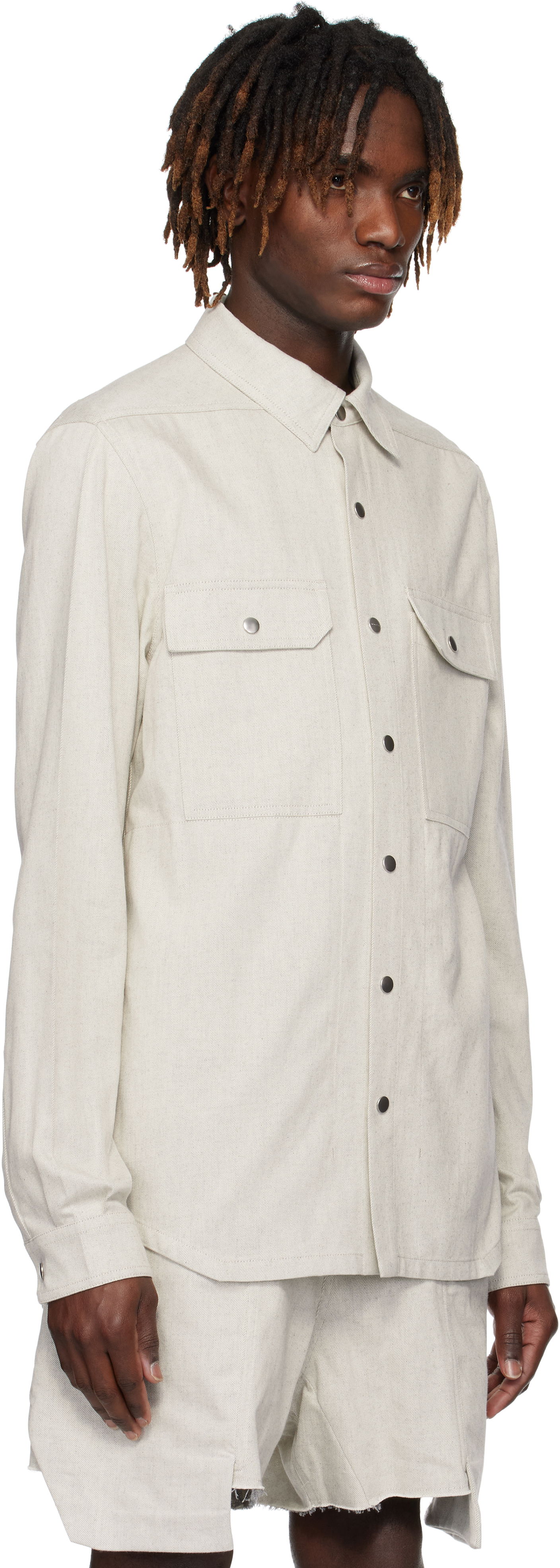 Srajce Rick Owens Rick Owens Hollywood Denim Overshirt Bež | RU01E5729 DRD, 1