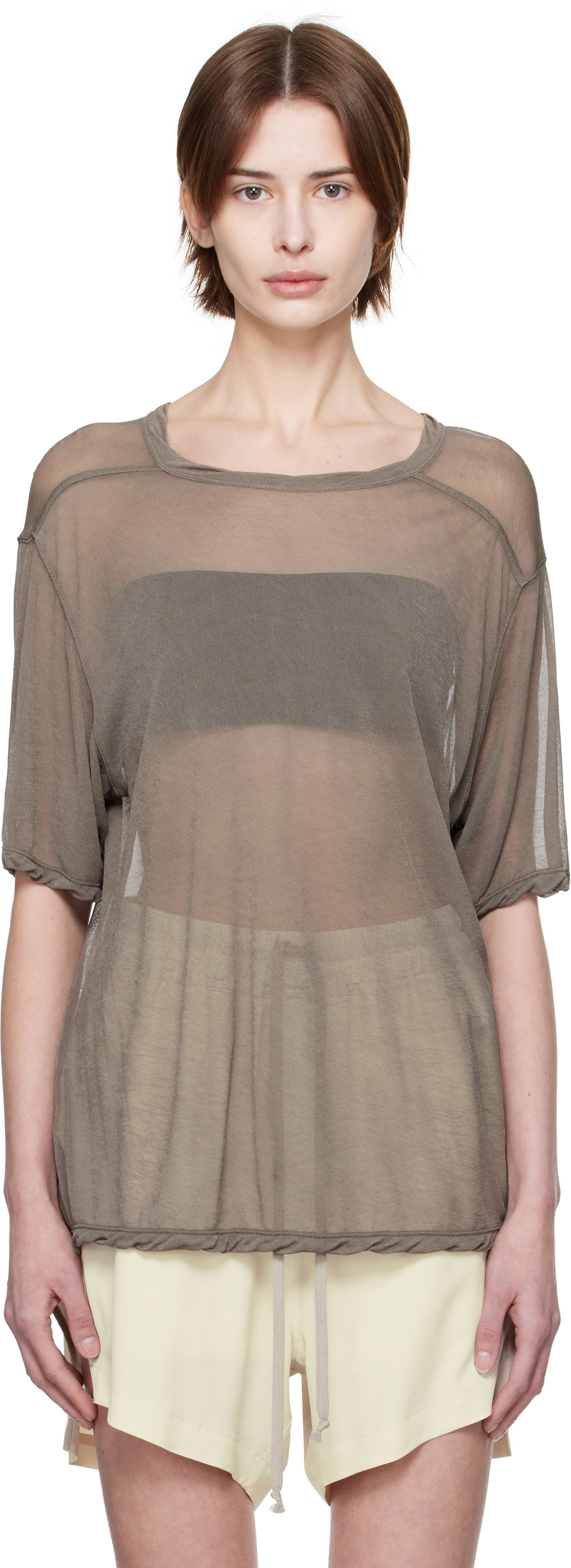 Majica Rick Owens Rick Owens Hollywood Brad Sheer T-Shirt Siva | RP01E7200 JCR, 0