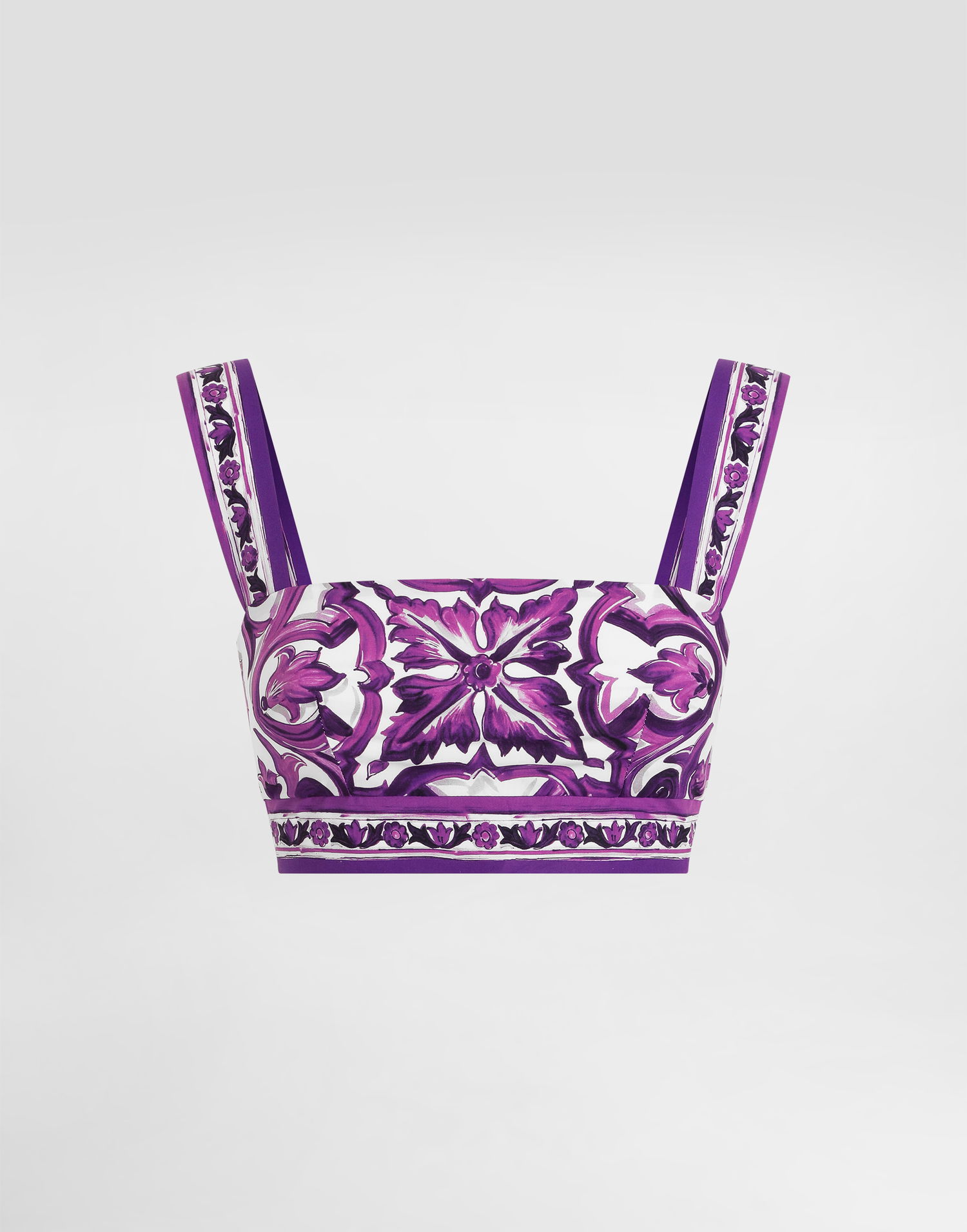 Krop-top Dolce & Gabbana Dolce & Gabbana Majolica Print Poplin Crop Top Lila | F7U70THH5ENIP3TN, 0