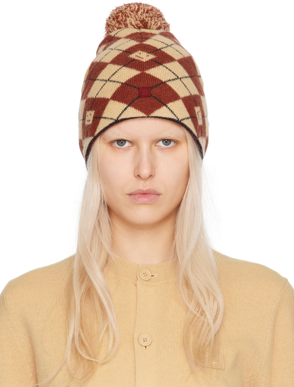 Beanie Acne Studios Argyle Jacquard Beanie Rdeča | C40317-, 0