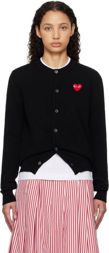 Pleteni pulover Comme des Garçons COMME des GARÇONS PLAY Heart Cardigan Črna | AX-N007-051, 0