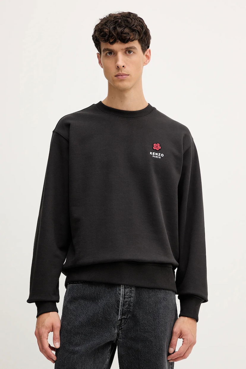 Pulover KENZO Kenzo Crewneck Sweatshirt with Applique Črna | FF65SW2604MC