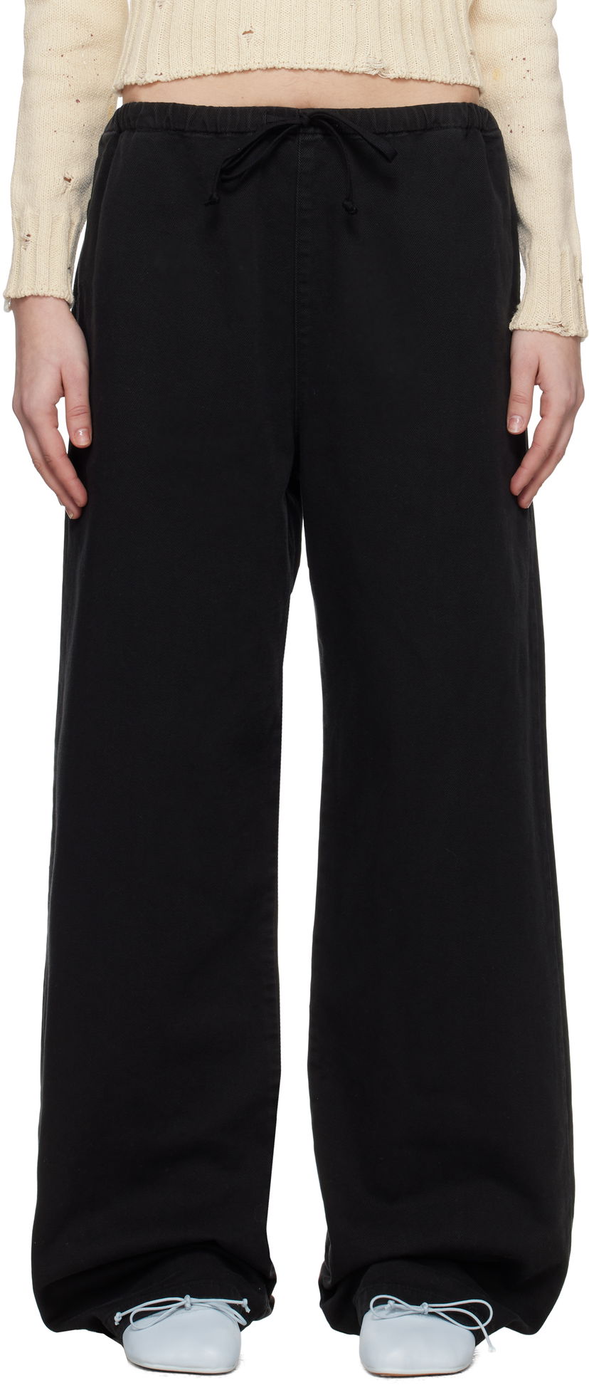 Trenirka Maison Margiela MM6 Maison Margiela Bull Wide-Leg Pants Črna | S62KB0235 S30653