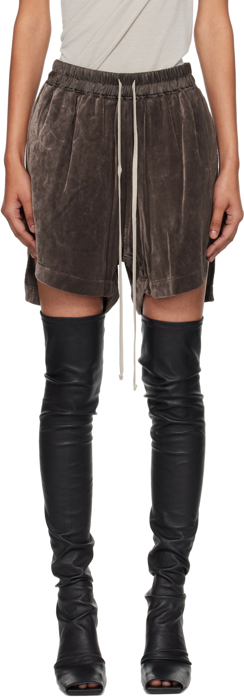 Kratke hlače Rick Owens Rick Owens Velvet Boxer Shorts Rjava | RP02E4380 V