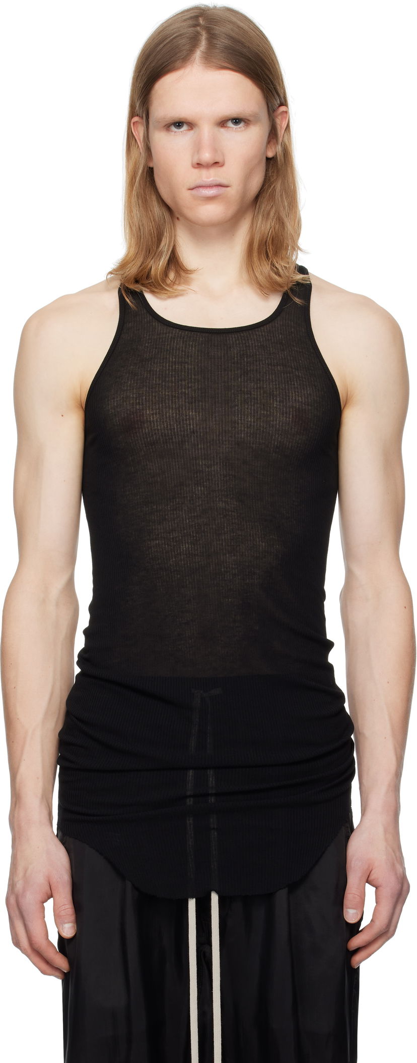 Majica brez rokavov Rick Owens Rick Owens Hollywood Basic Rib Tank Top Črna | RU01E5150 RC