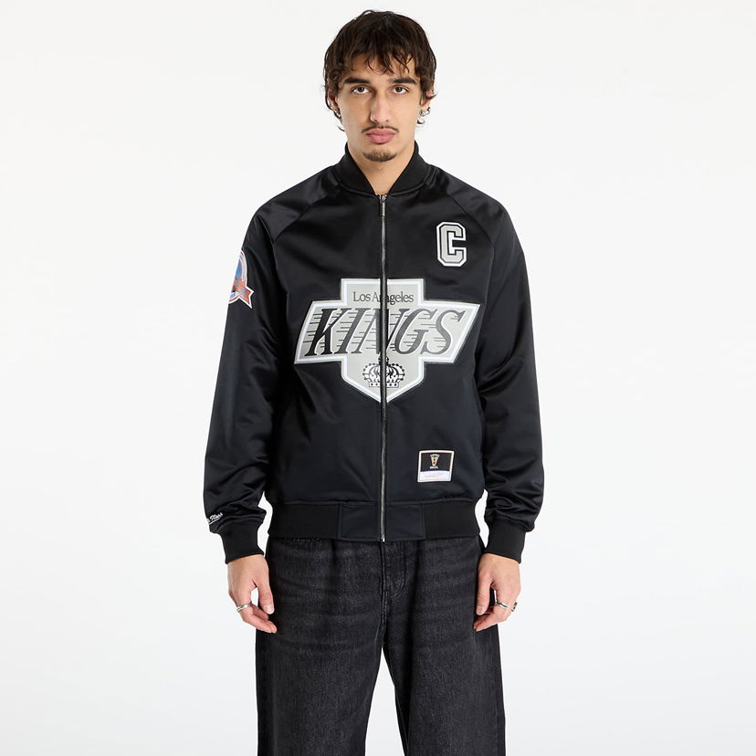 Bomber jakna Mitchell & Ness NHL Maxxed Out Satin Jacket Kings Wayne Gretzky XL Črna | JK11279-LAKBLCK