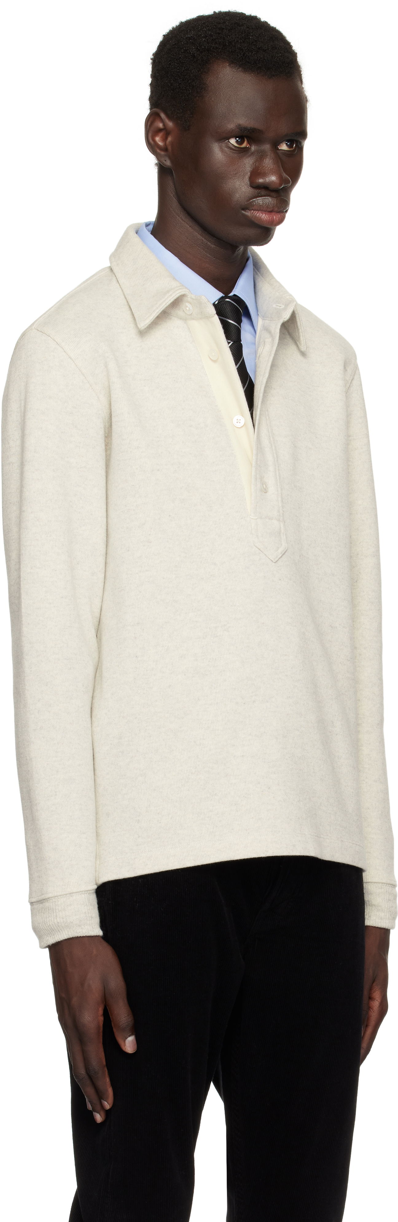 Pleteni pulover Tom Ford TOM FORD Cotton Blend Rugby Polo Bež | JPL017-JMC049S25, 1