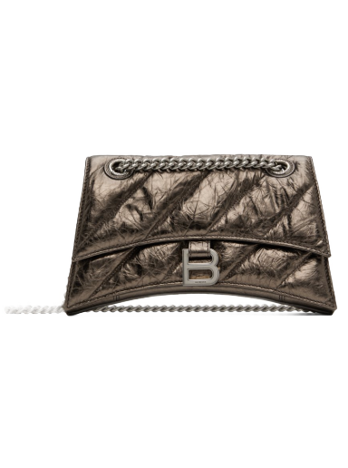 Torba za čez ramo Balenciaga Small Crush Chain Bag Siva | 716351 210IW