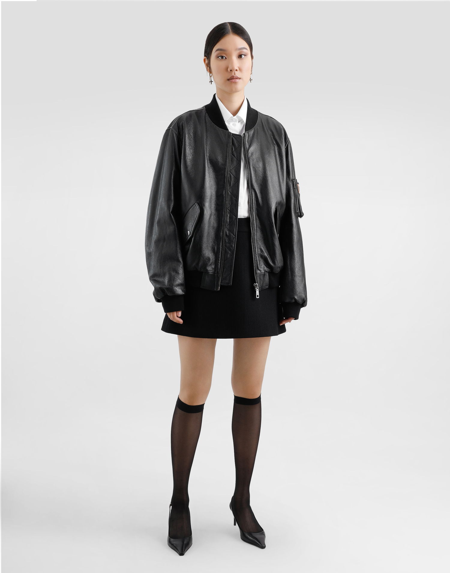 Krila Dolce & Gabbana Dolce & Gabbana A-Line Wool Crepe Miniskirt Črna | F4CYTTFU2TZN0000, 1
