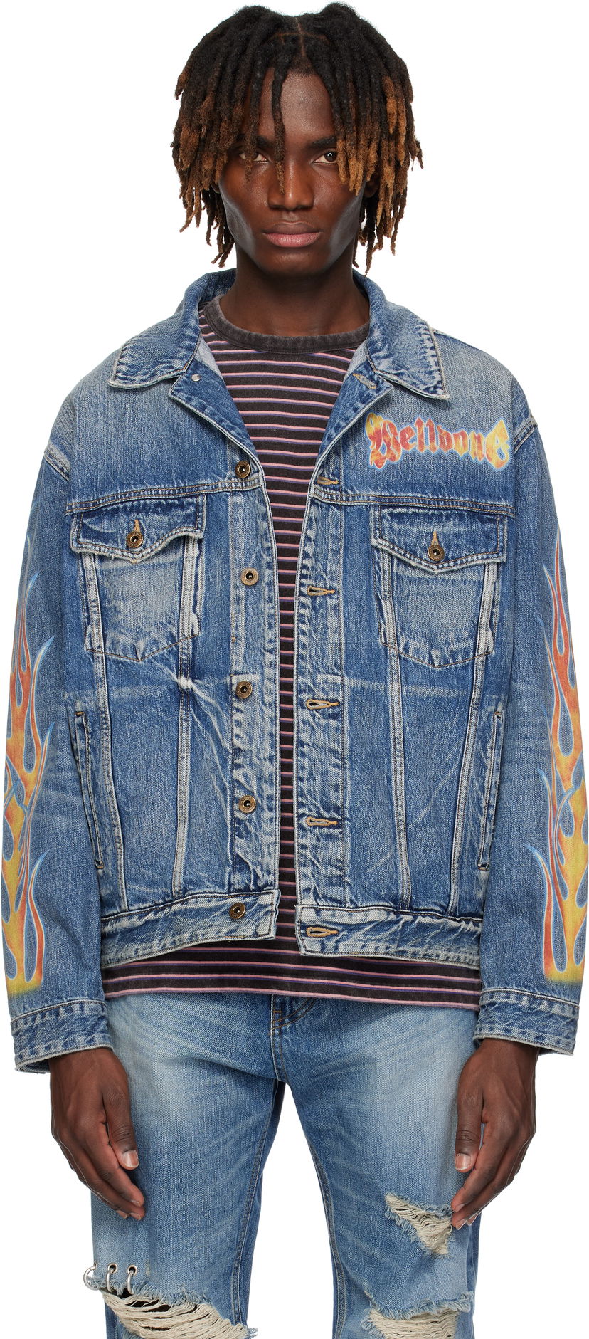 Jakna We11done We11done Blaze Logo Denim Jacket Modra | WD-DJ0-25-318-U-BL