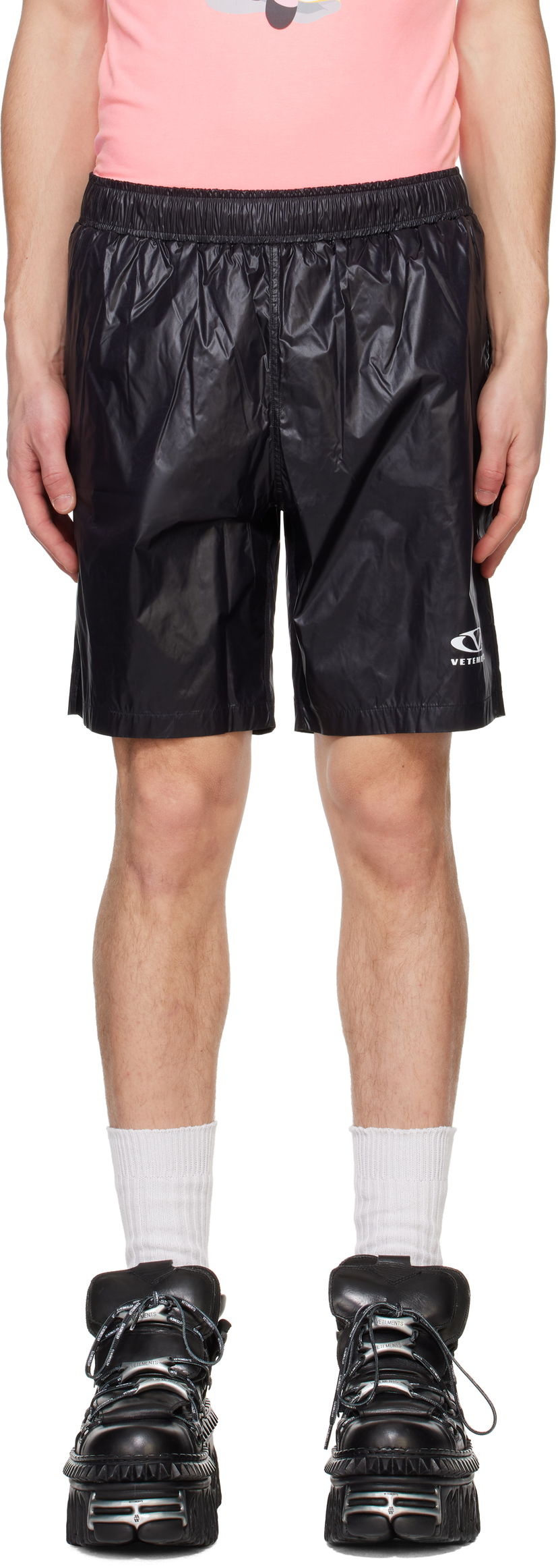 Kratke hlače VETEMENTS Vetements Oval Logo Swim Shorts Črna | MA66SW100B