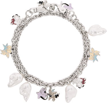 Zapestnica We11done We11done Silver-Tone Monster & Pearl Charm Bracelet Kovinski | WD-AJ2-25-540-U-SV, 0
