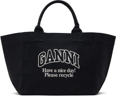 Tote bag GANNI GANNI Oversized Canvas Tote Bag Črna | A6680, 0