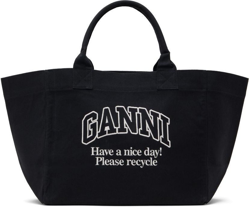 Tote bag GANNI GANNI Oversized Canvas Tote Bag Črna | A6680
