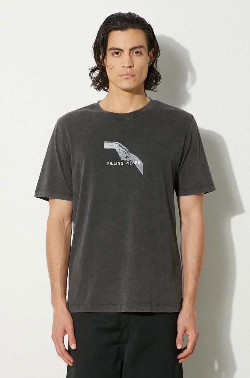 Majica Filling Pieces Handshake Vintage T-Shirt With Print Siva | 74413631284