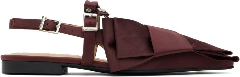 Modni dodatki GANNI GANNI Big Bow Slingback Flats Bordo | S2860