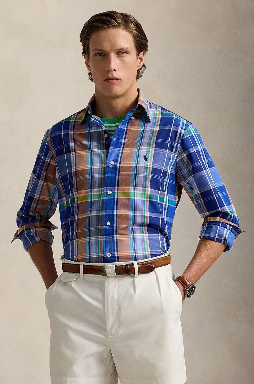 Srajce Polo by Ralph Lauren Checked Cotton Shirt Modra | 710960639