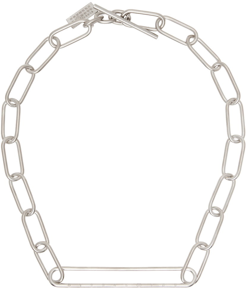 Ogrlica Maison Margiela MM6 Silver Metal Elongated Necklace Siva | SM6UU0056 P6630