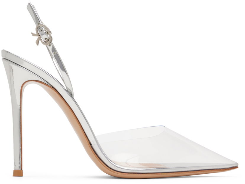 Superge in čevlji Gianvito Rossi Ribbon D'Orsay 105 Slingback Heels Kovinski | G95359.15RIC.PLM