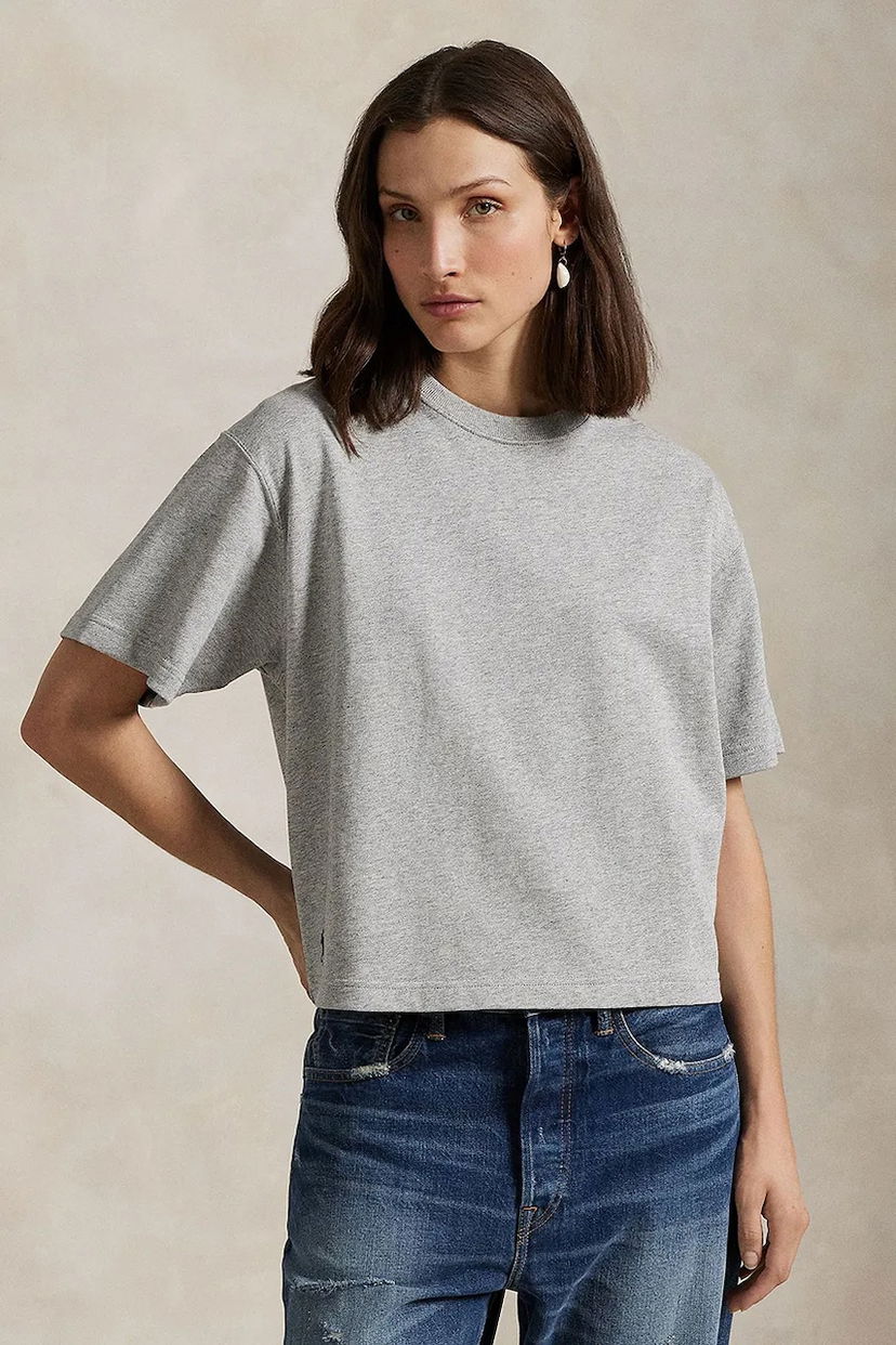 Krop-top Polo by Ralph Lauren Polo Ralph Lauren Cropped T-Shirt Siva | 211967106
