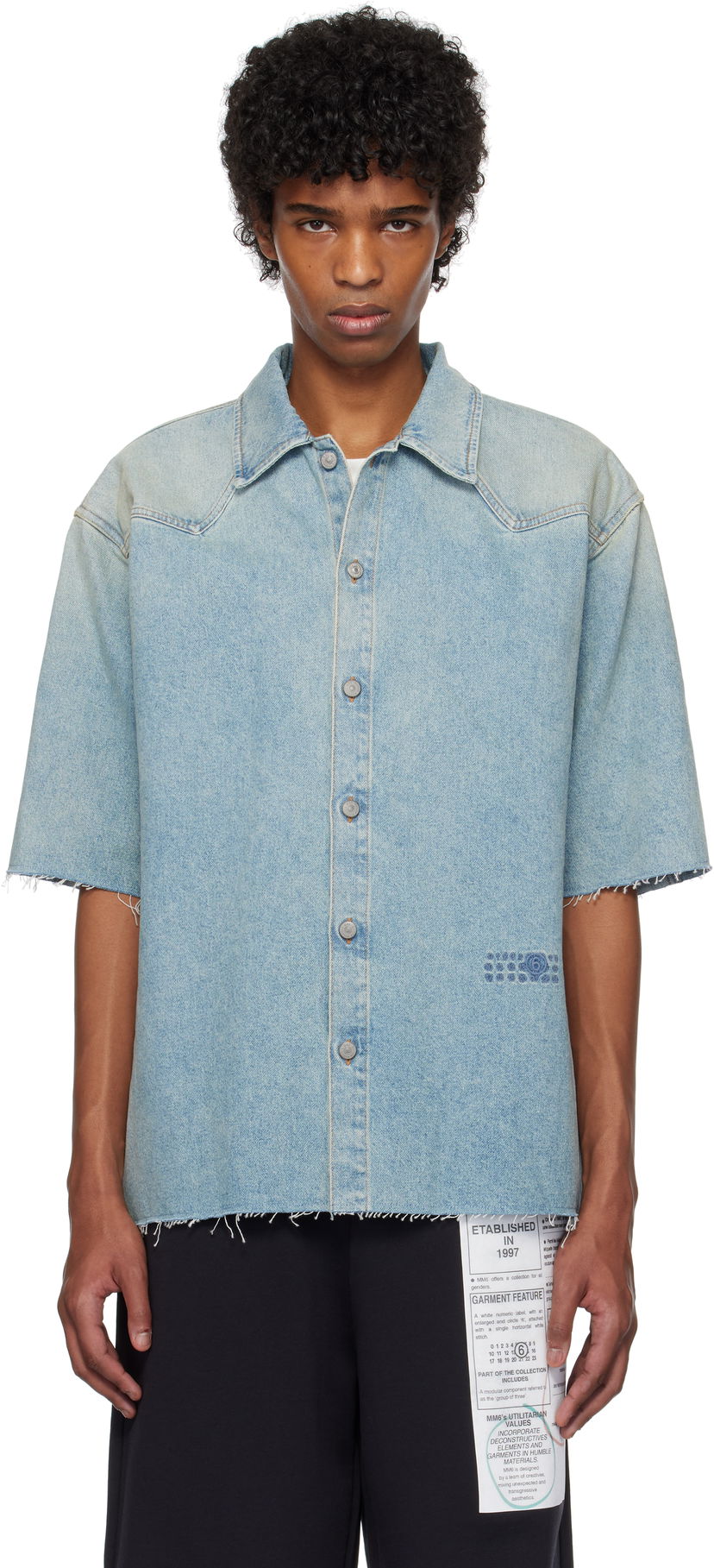 Srajce Maison Margiela MM6 Maison Margiela Short Sleeve Denim Shirt Modra | SH0DR0006 M30019