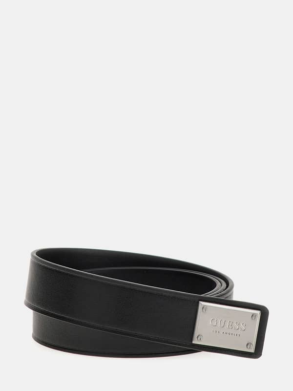 Pasovi GUESS Metal Plaque Genuine Leather Belt Črna | BMMPSLP4430