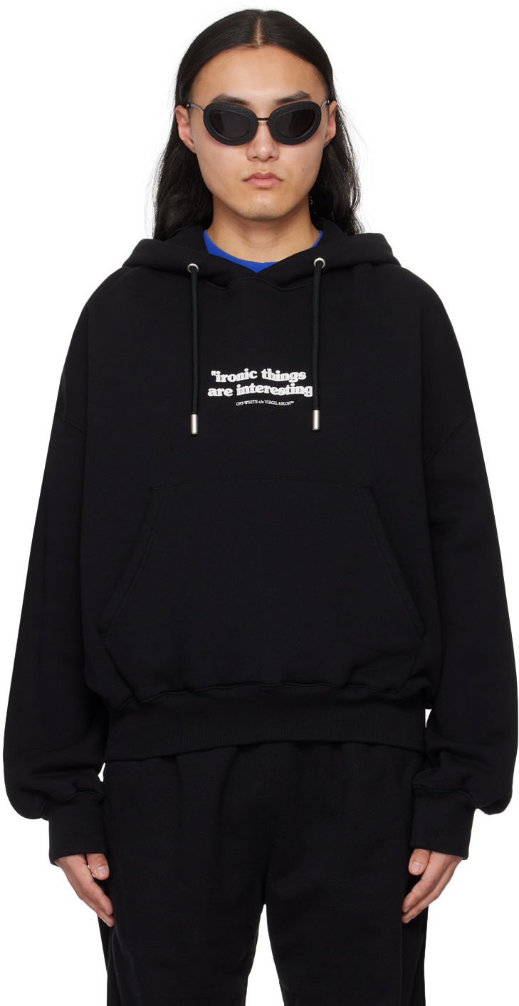 Pulover Off-White Black Ironic Quote Hoodie Črna | OMBB118S24FLE0071001