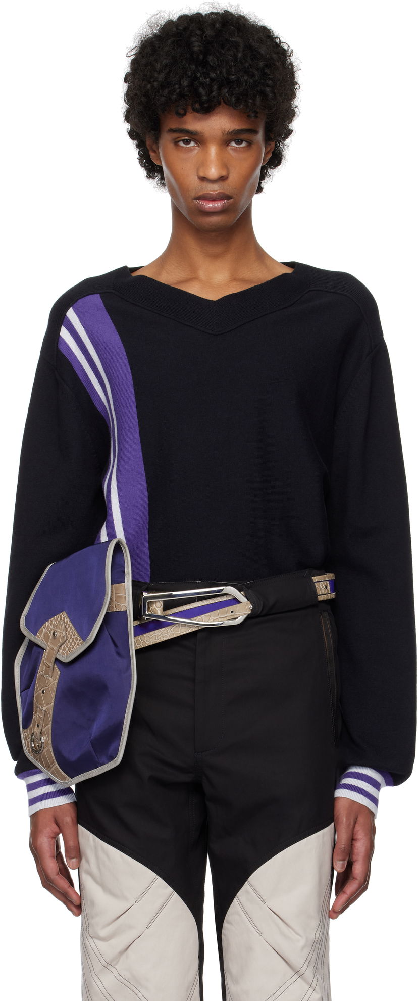 Pleteni pulover KIKO KOSTADINOV Kiko Kostadinov Ostro V-Neck Sweater Črna | KKSS25KN02-109