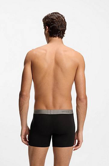 Boksarice BOSS Three-pack of stretch cotton boxer briefs with all-over print Siva | 50549177, 1