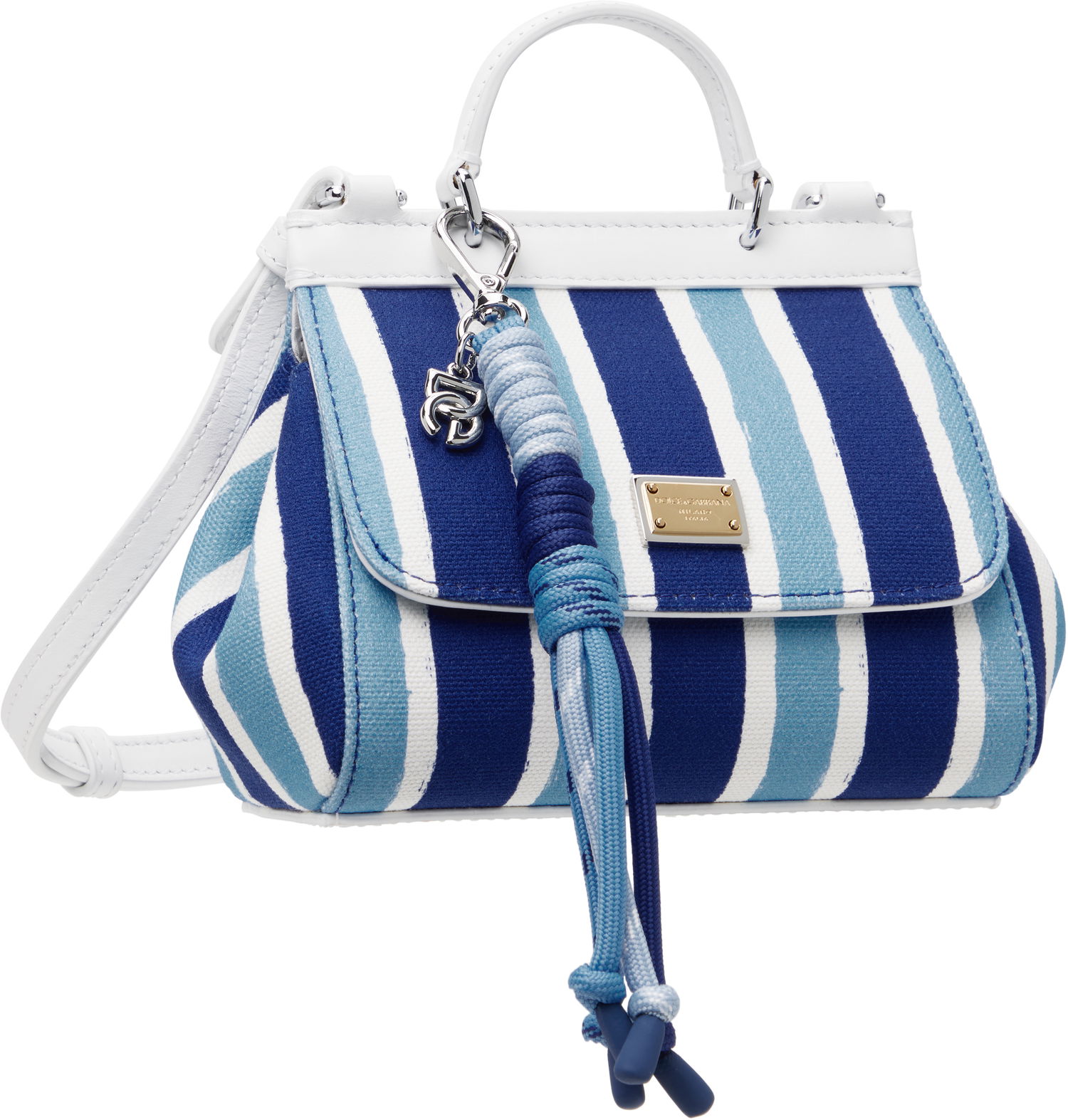 Torbica Dolce & Gabbana Dolce&Gabbana Sicily Striped Canvas Crossbody Bag Modra | EB0003 AD591, 1