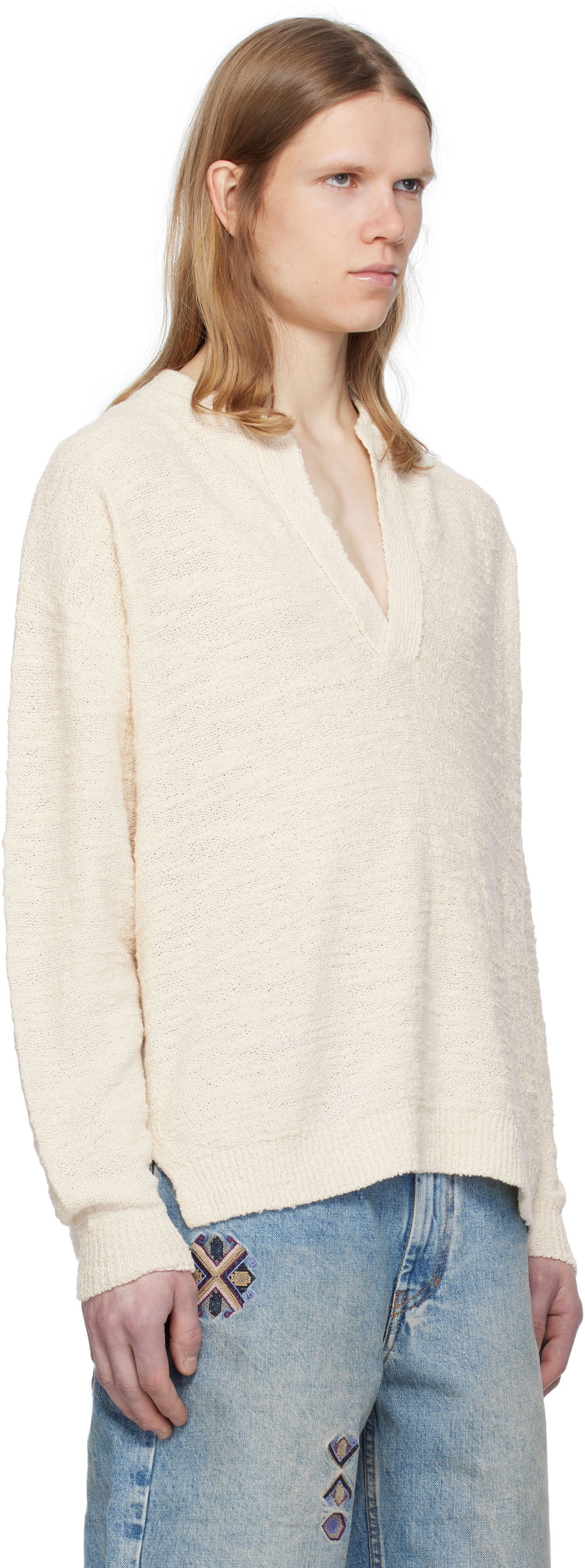 Pleteni pulover ISABEL MARANT Isabel Marant Arnold V-Neck Sweater Bela | PU0679HA-C2L02H, 1