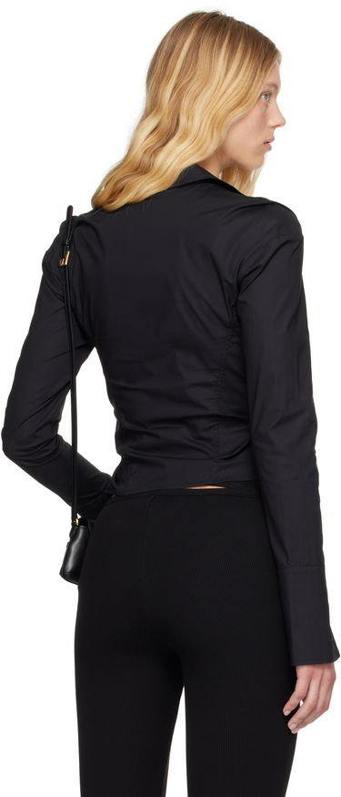 Srajce Versace Versace Jeans Couture Ruched Blouse with Logo Črna | E78HAL203_EN0431, 2