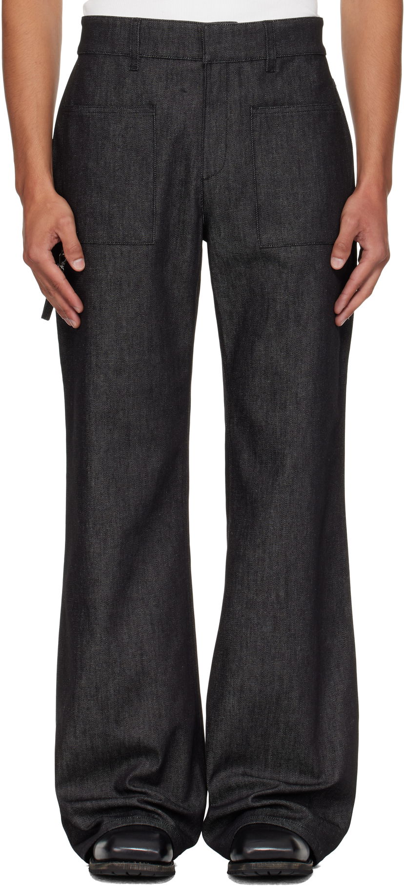Kavbojke Courrèges Courrèges 2-Pocket Flare Jeans Črna | 325DPA414DE0044