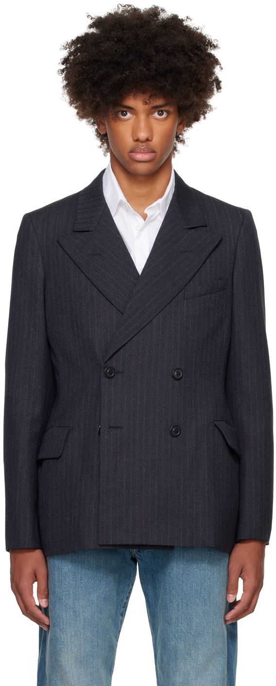 Jakna Maison Margiela Pinstripe Double-Breasted Blazer Siva | S50BN0527 S60444