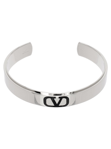 Zapestnica Valentino Garavani VLogo Signature Cuff Bracelet "Silver & Black" Kovinski | 4Y2J0R31GMU